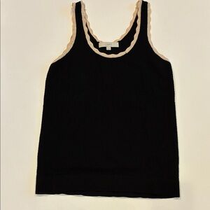 LOFT black sweater tank top with beige edging